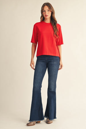 JODIFL Women's Top Round Neck Comfy Sweater Top