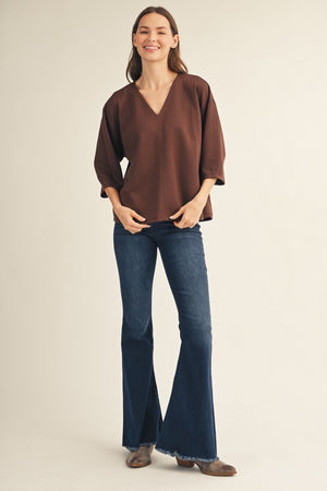 JODIFL Women's Top Soft Textured V-Neck Top | David's Clothing
