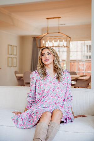 KARLIE CLOTHES Women's Dresses Karlie Paris Floral Vneck Ruffle Sleeve Dress