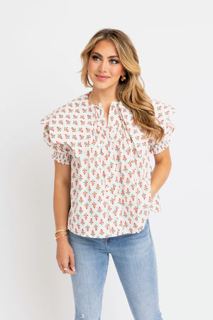 KARLIE CLOTHES Women's Top 224 FLORAL COLLAR BT