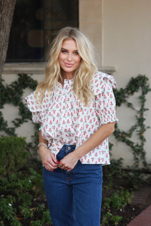 KARLIE CLOTHES Women's Top 224 FLORAL COLLAR BT