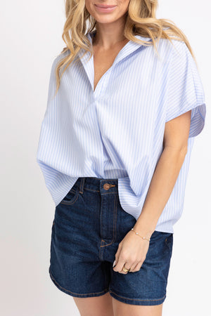 KARLIE CLOTHES Women's Top Karlie Stripe Classic Vneck Collar Top