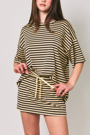 LELIS COLLECTION Short Sleeve Round Neck Oversized Stripe T-shirt