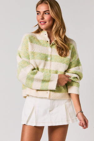 LELIS COLLECTION Women's Cardigans High Neck Stripe Cardigan