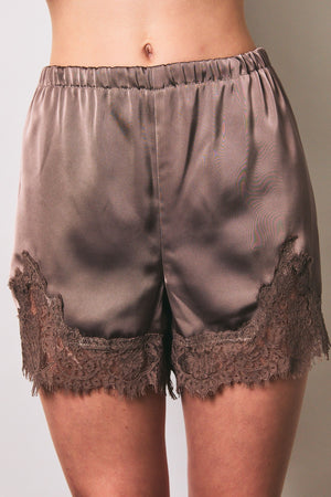 LELIS COLLECTION Women's Shorts Elastic Waist Mid Rise Lace Trim Shorts | David's Clothing