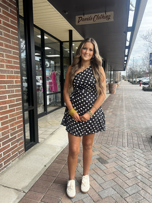 LENA Women's Dresses One Shoulder Polka Dot Mini Dress