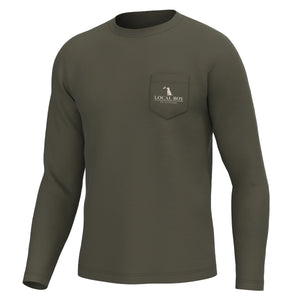 LOCAL BOY OUTFITTERS Kid's Tees Local Boy Youth Brush Camo Mark Long Sleeve Heather Performance Shirt