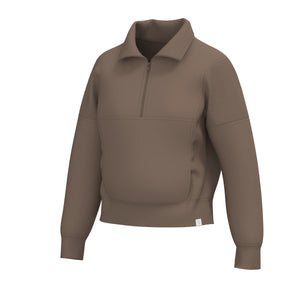 LOCAL GIRL Women's Sweaters COCOA / XS Local Girl Velvet Fleece Quarter Zip L5130018