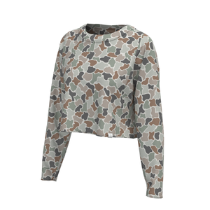 LOCAL GIRL Women's Top FOREST CAMO FLORA / XS Local Girl Boxy Crop Long Sleeve T-Shirt L5112000FC