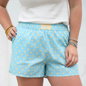 LU LU MAC Women's Shorts LIGHT BLUE/BUTTER / XS Lulu Mac Small Polka Dot Shorts BXSPDLBB
