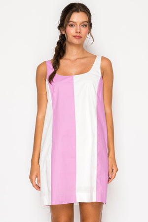 MEET ME IN SANTORINI Women's Dresses Pink Poplin Color Block Dress