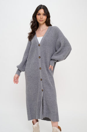 MEET ME IN SANTORINI Women's Sweaters Heather Grey Sweater Long Duster