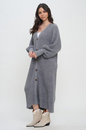 MEET ME IN SANTORINI Women's Sweaters Heather Grey Sweater Long Duster