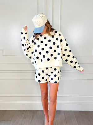 POPPY & PINE Women's Top Poppy & Pine Polka Dot Crop Sweatshirt