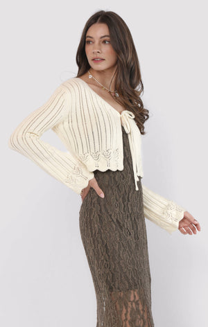 SADIE AND SAGE Women's Cardigans Sadie and Sage Chamomile Front Tie Cardigan