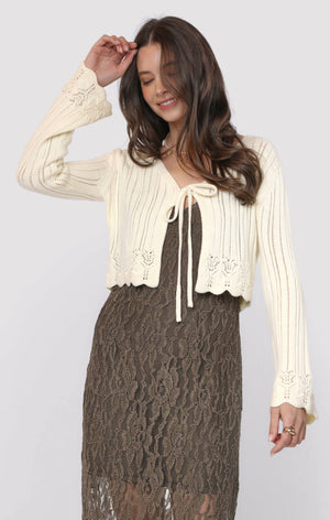 SADIE AND SAGE Women's Cardigans Sadie and Sage Chamomile Front Tie Cardigan
