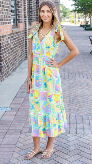 SADIE AND SAGE Women's Dresses Mimosa Shoulder Ties Surplice Midi Dress