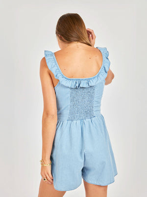 SADIE AND SAGE Women's Romper Sadie and Sage Soft Breeze Chambray Romper