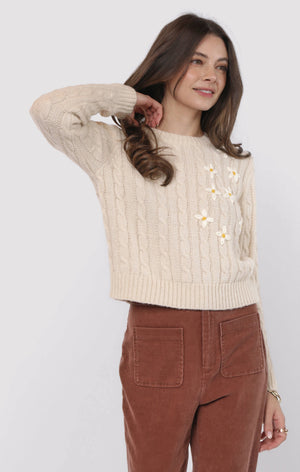 SADIE AND SAGE Women's Sweaters Sadie and Sage Lulu Embroidered Daisy Sweater