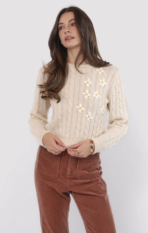 SADIE AND SAGE Women's Sweaters Sadie and Sage Lulu Embroidered Daisy Sweater