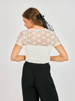 SADIE AND SAGE Women's Top Sadie and Sage Letters Lace Tee