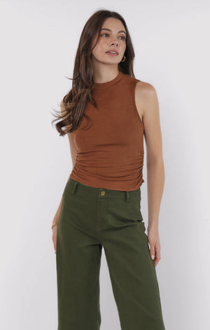 SADIE AND SAGE Women's Top Sadie And Sage Ronan Mock Neck Ruched Knit Tank