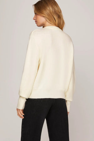 SHE AND SKY Women's Sweaters Long Sleeve Sequin Ribbon Sweater Top