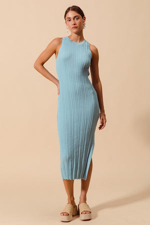 SO ME Women's Dresses Variegated Stretchy Rib Fitted Summer Midi Dress