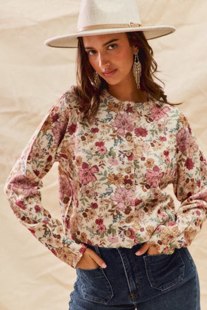 SO ME Women's Sweaters Floral Print Button Front Sweater Cardigan Top