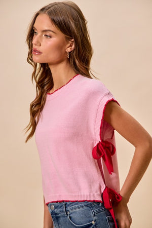 SO ME Women's Sweaters Lightweight Sweater Dolman Side Ribbon Tie Top