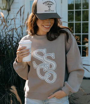 SOUTHERN SHIRT CO. Women's Sweatshirt Southern Shirt Preppy Front Print Sweatshirt - Hazelnut