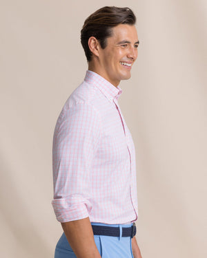 SOUTHERN TIDE Men's Sport Shirt Southern Tide Precheck Plaid Coastal Breeze Sport Shirt