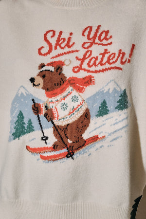 SUNDAY EDITION Women's Sweaters Ski Ya Later Graphic Mock Neck Sweater