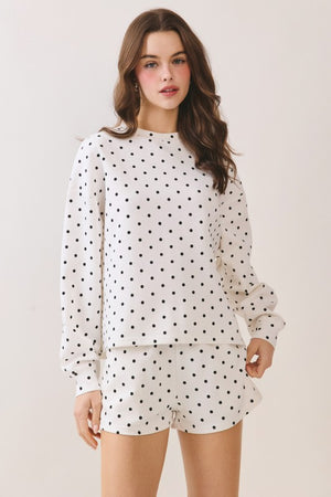 TCEC Women's Shorts Polka Dot Side Slits Elastic Waistband Short