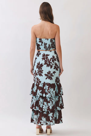 TCEC Women's Skirts Floral Print Tiered Ruffle Maxi Skirt