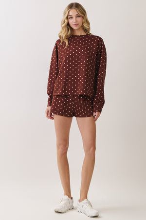 TCEC Women's Top Polka Dot Print Lounge Sweatshirt
