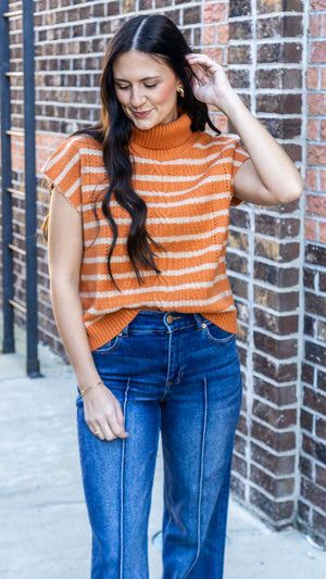 THML Women's Sweaters Turtleneck Stripe Vest || David's Clothing