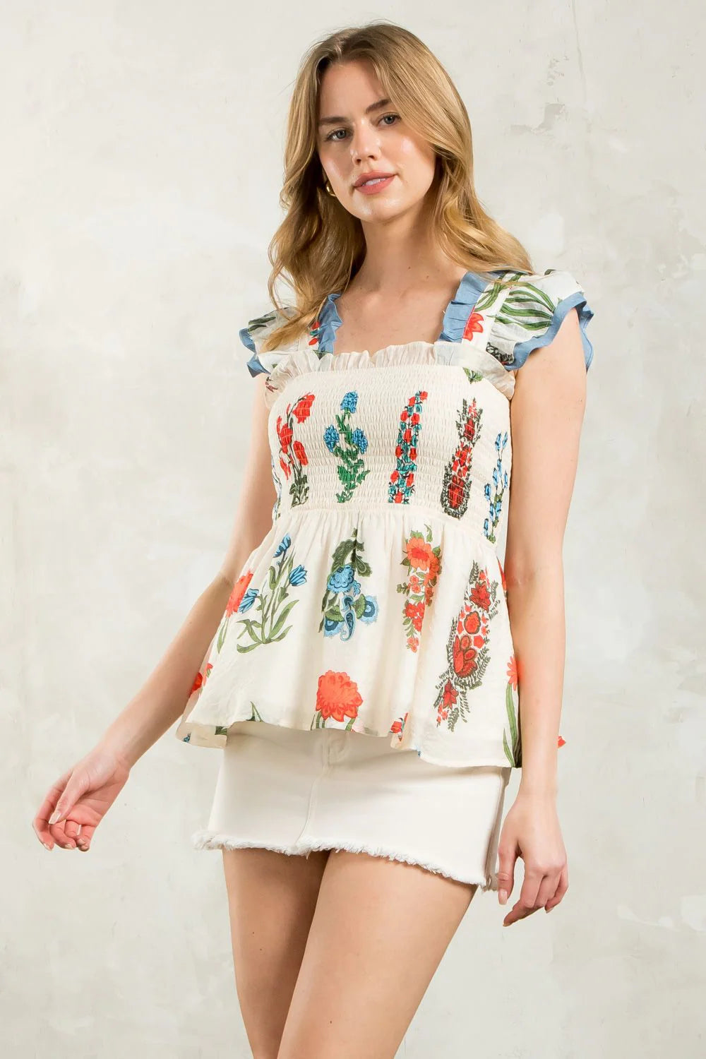 THML Women's Top Floral Sleeveless THML Top || David's Clothing