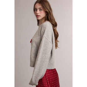 WISHLIST Women's Sweatshirts Bow Christmas Tree Embroidered Sweater