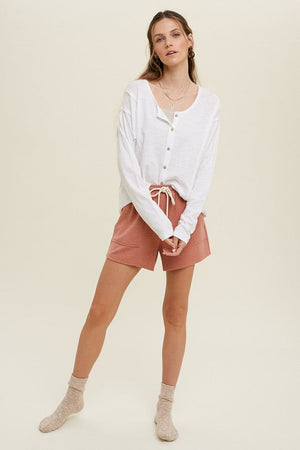 WISHLIST Women's Top Button-Up Cotton Slub Top || David's Clothing