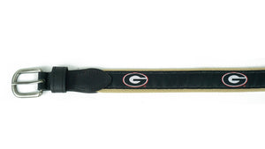 Zeppro Men's Belts Zeppro University of Georgia Ribbon Belt - Black || David's Clothing