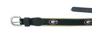 Zeppro Men's Belts Zeppro University of Georgia Ribbon Belt - Black || David's Clothing