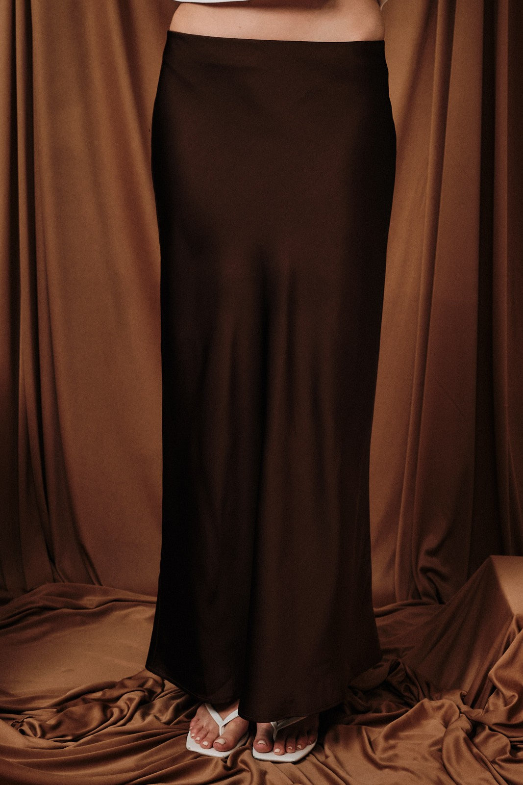 Bias Satin Midi Skirt