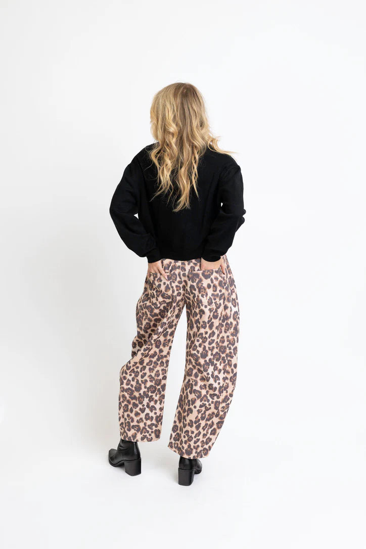 Karlie Leopard Denim Barrel Leg Jeans