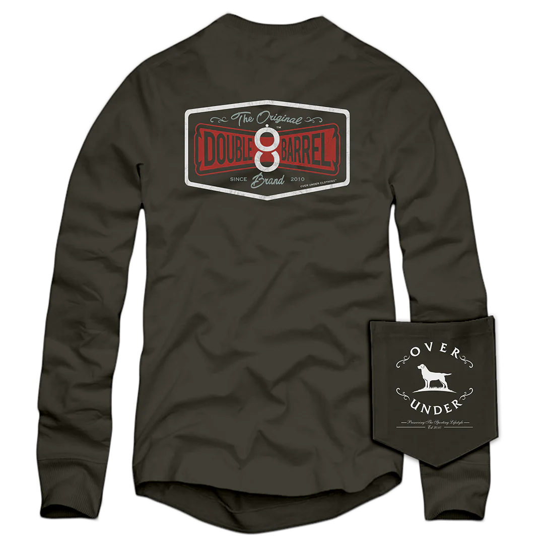 Over Under L/S Double Barrel Brand T-Shirt Charcoal
