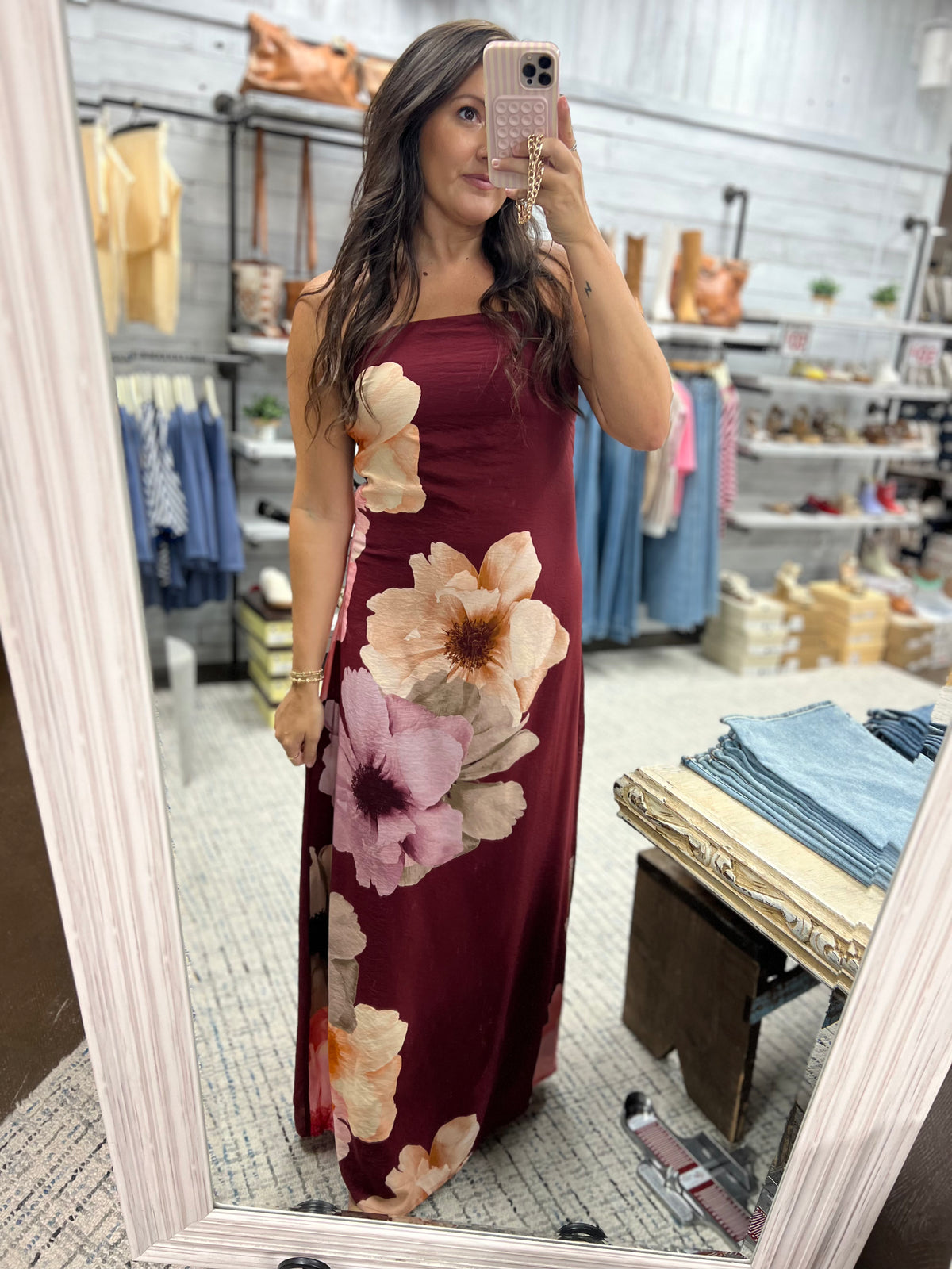 Strapless Floral Dress