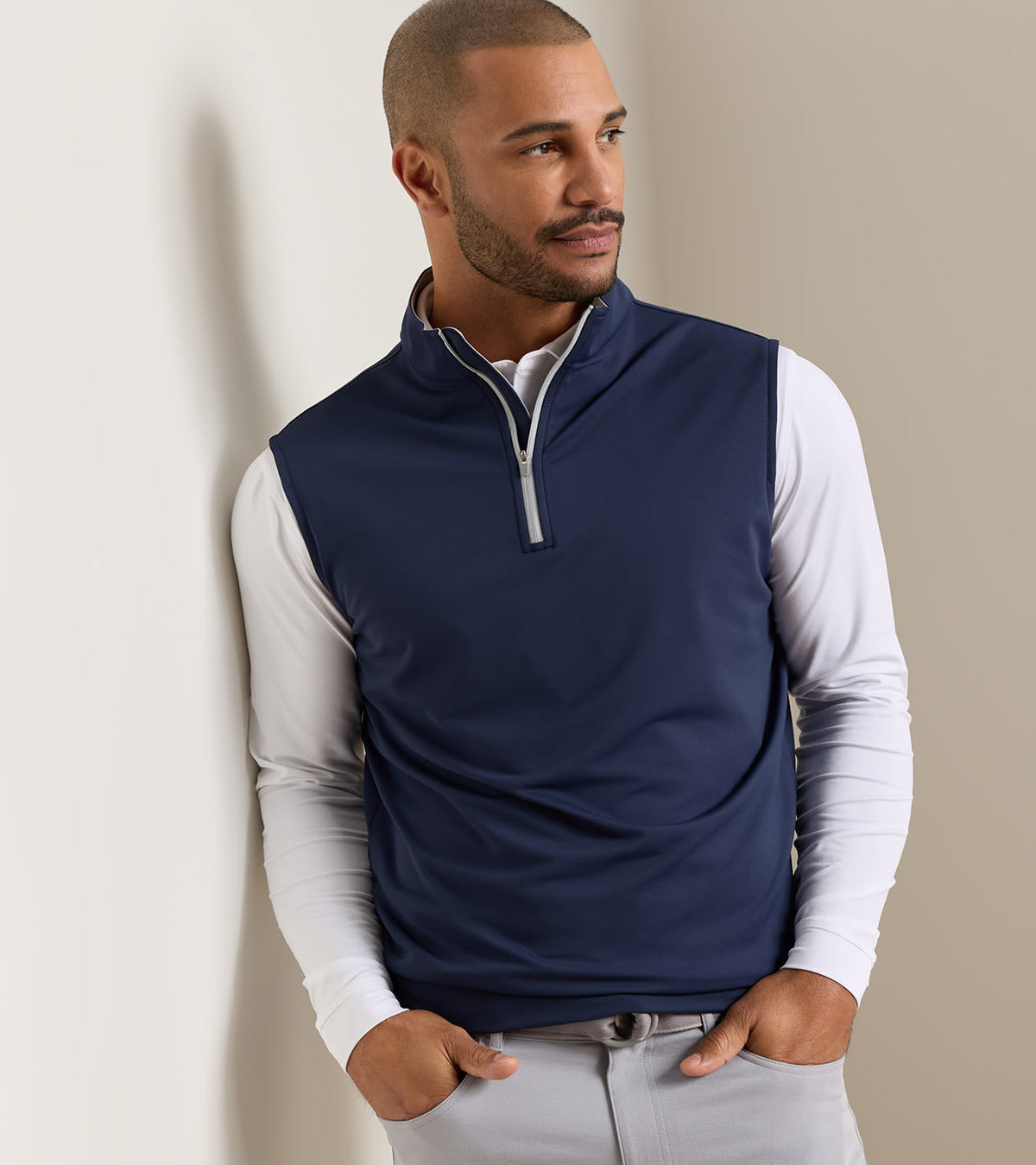 Peter Millar Galway Stretch Loop Terry Quarter-Zip Vest