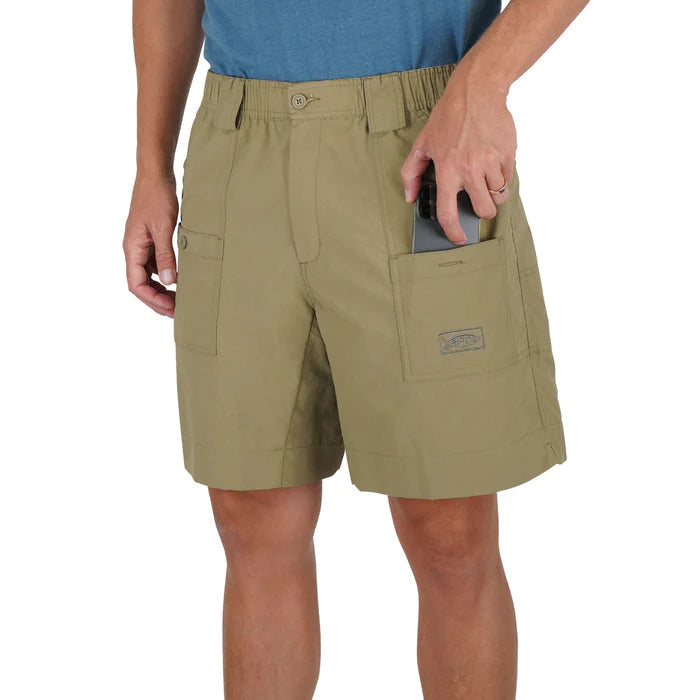 AFTCO MFG 14-Men's Activewear Aftco Original Fishing Shorts Long - Khaki || David's Clothing