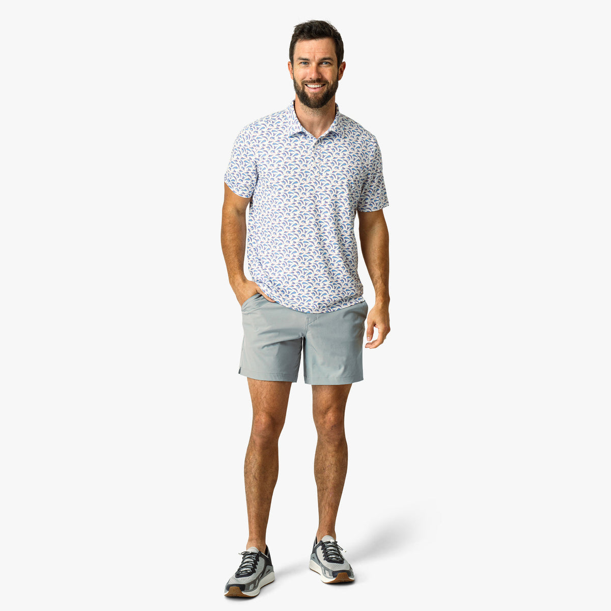 AFTCO MFG Men's Polo Aftco Boatbar Printed Performance Polo Shirt