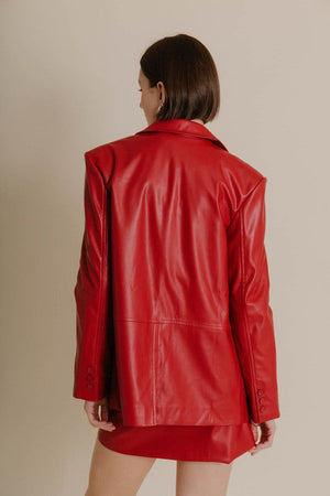 AUREUM Women Jackets Faux Leather Blazer || David's Clothing